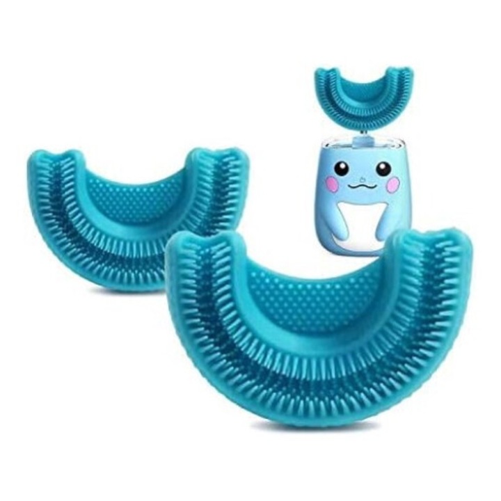 Set 2 Capete de inlocuire pentru periute de dinti electrice, forma U, pentru copii 2-8 ani, albastru