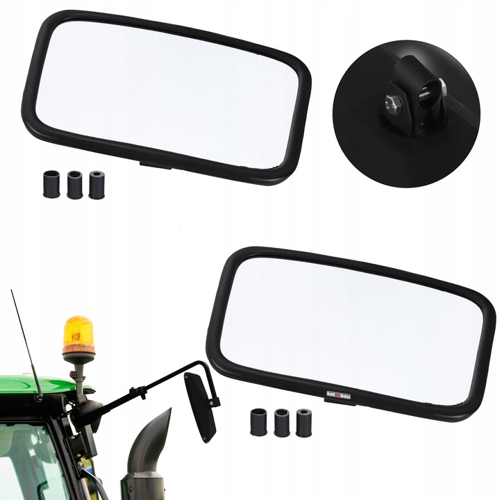 Комплект 2 външни огледала за трактор, Kotarbau, PVC, Универсални, 25x16.5cm, Черни