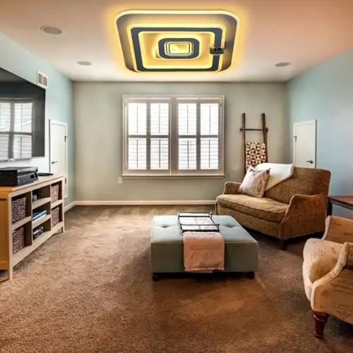 Lustra LED, telecomanda inclusa, alba, patrata, 240W, trei tipuri de lumina, calda, neutra si rece, intensitate reglabila, dimensiuni (L, l, h) 50x50x7cm, clasa protectie IP21, montaj tavan