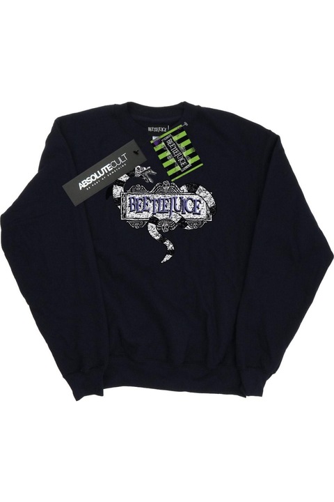 Női Beetlejuice kapucnis pulóver, fekete, Fekete