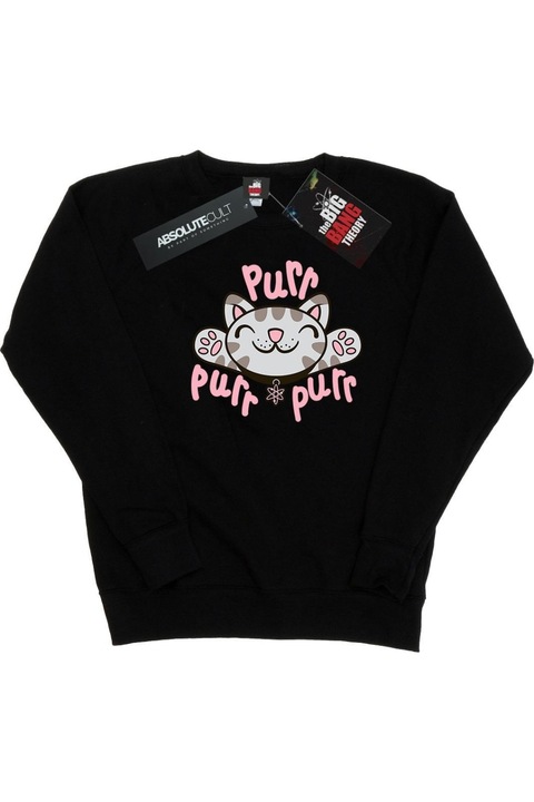 Big Bang Theory Soft Kitty Purr női kapucnis pulóver, fekete, Fekete