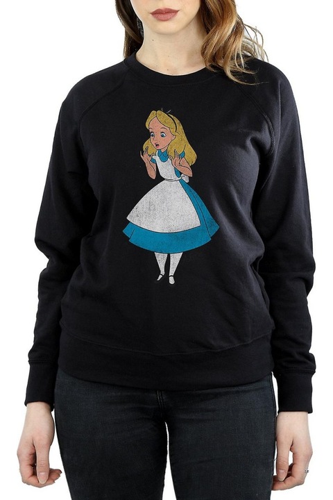 Alice In Wonderland klasszikus noi kapucnis pulover, fekete, Fekete