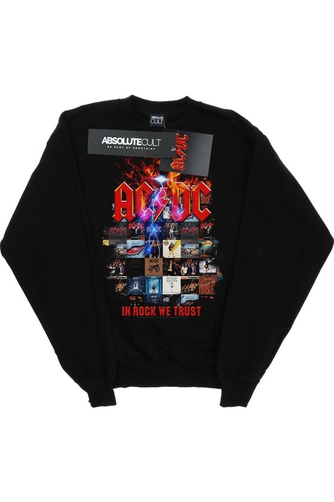 AC/DC In Rock We Trust női kapucnis pulóver, fekete, Fekete