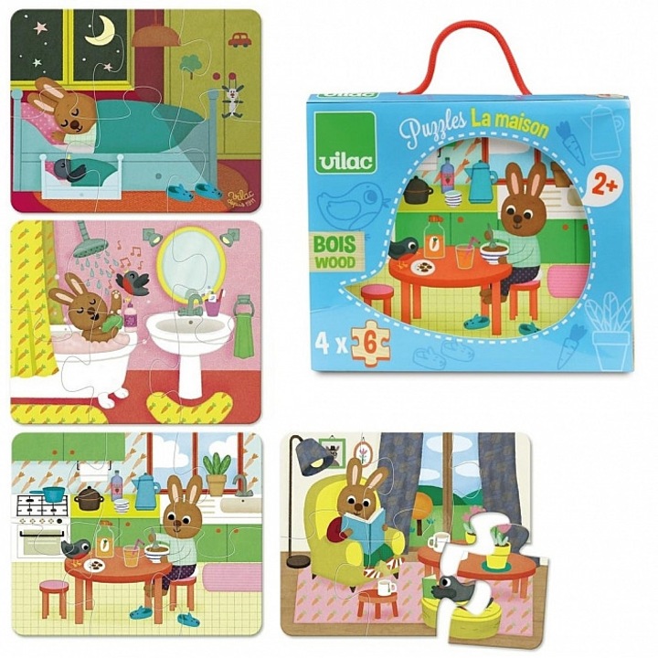 Bunny House - комплект от 24 части с 4 пъзел сценария