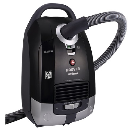 Aspirator cu sac Hoover Athos AT70 AT65011, Performanta 4A, Clasa A, 5L, Sac EPA, Perie All Floors Extra,Carpet Optimax, Parchet Extra, Spatii inguste, Negru