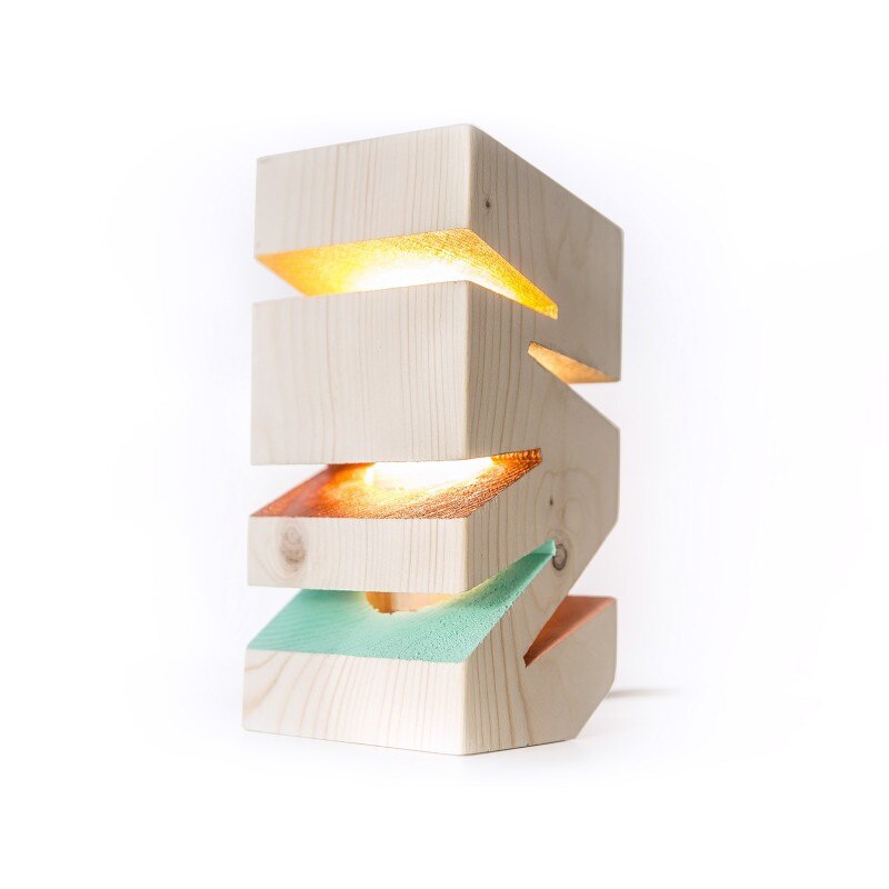 Veioze si lampi, Deco-Box, Sunrise, lemn masiv, bec led E14, natur, design Made in RO