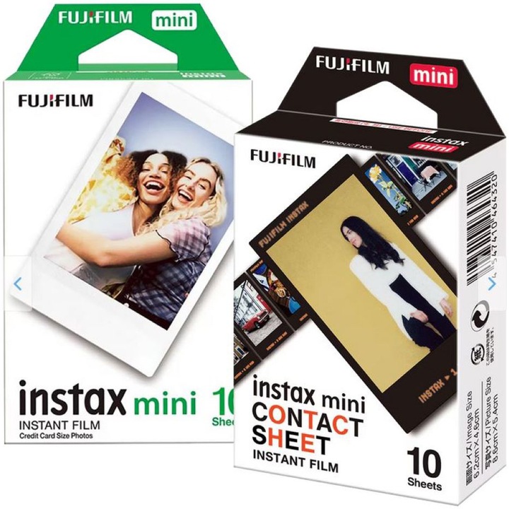 Комплект филм за моментни снимки Fujifilm Instax Mini, 1x10 бял + 1x10 Contact Sheet