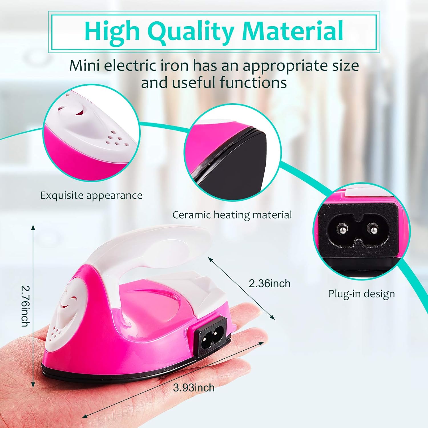 Mini fier de calcat ceramic portabil 180C pentru hobby-uri creative