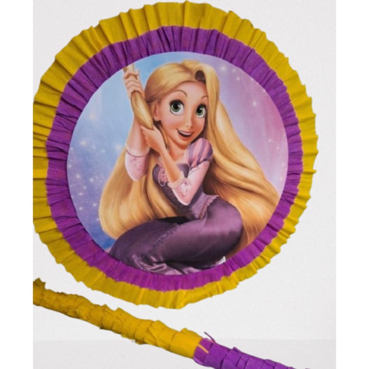 Piñata Rapunzel rotunda cu bat – petrecere fetite – handmade Romania