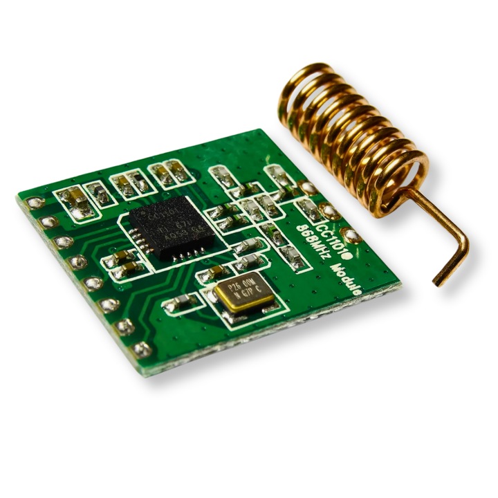 Modul radio RF 868 MHz CC1101 cu antena, compatibil IoT si sisteme wireless