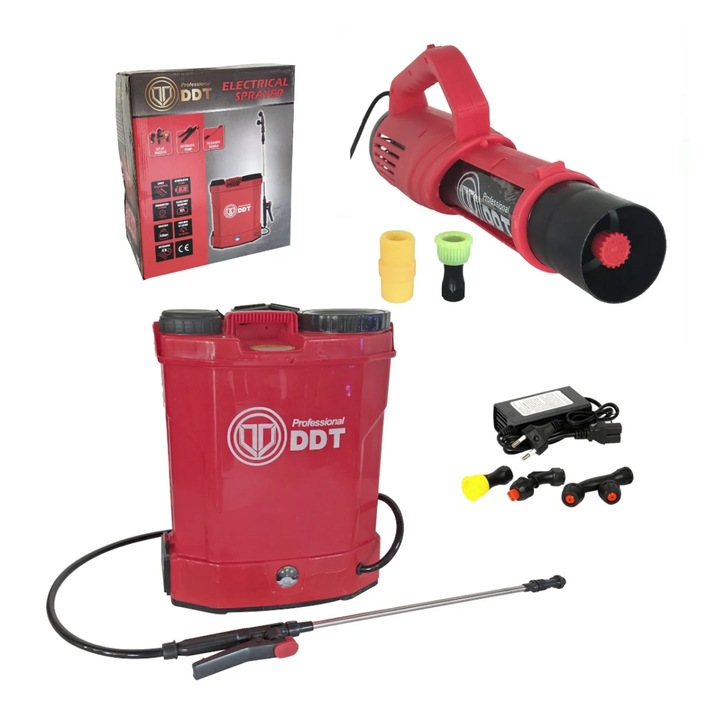 DDT 16L комплект пръскачка с акумулаторна батерия + телескопична струя + DDT преносим електрически пулверизатор, предназначен за пръскане на дървета и градина