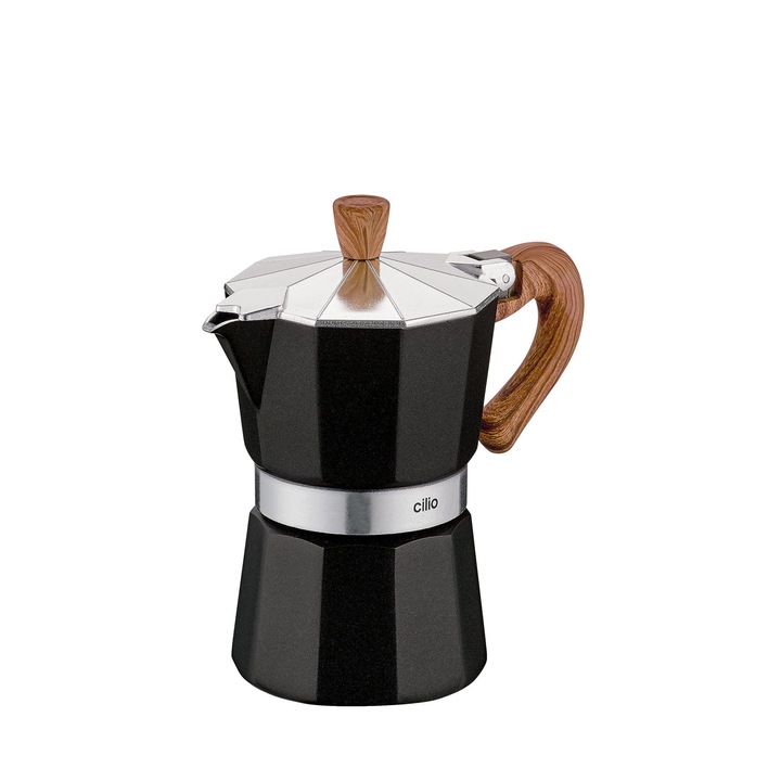 Espressor pentru aragaz, Cilio, Aluminiu, Negru, 150 ml