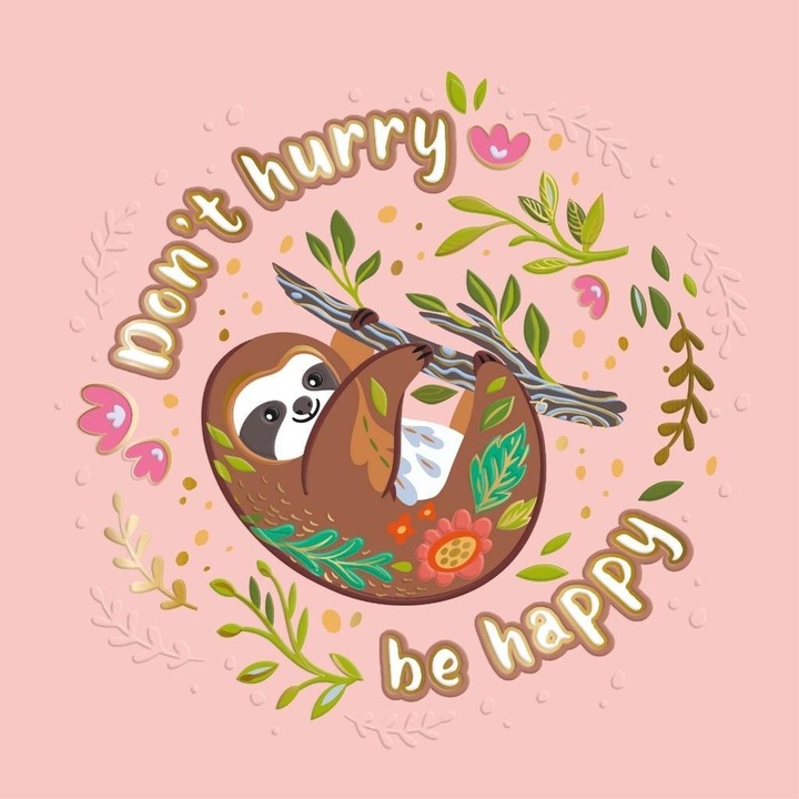 Karnet KW Leniwiec na galezi, Henry, zlocit, foliat, set cu envelopa