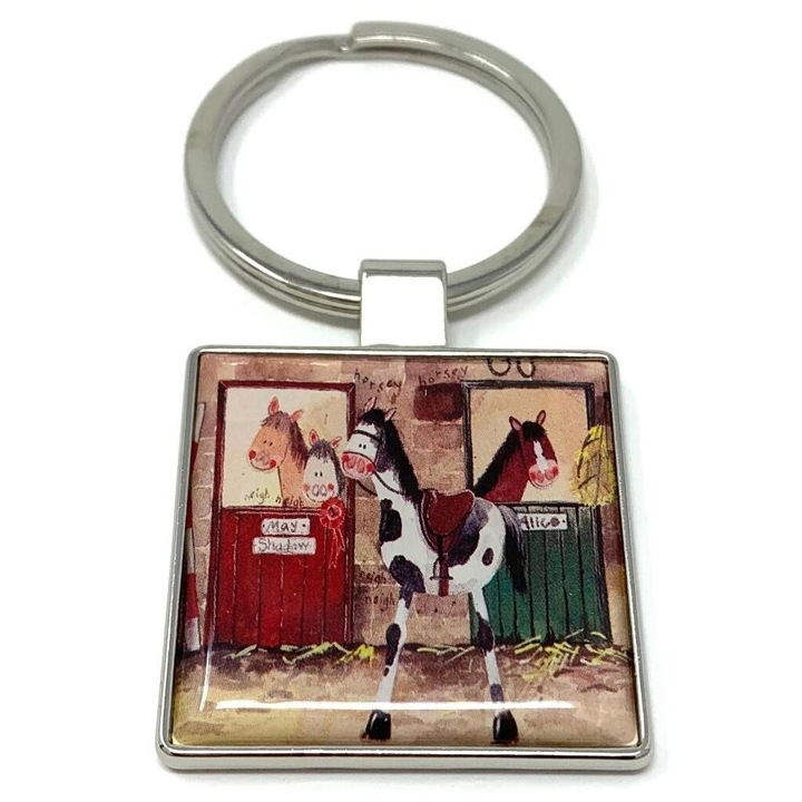 Breloc de chei Alex Clark, cai in grajd, metalic, 94x63mm