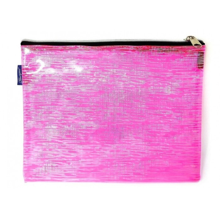 Свеж прозрачен розов моливник 245х205мм с цип