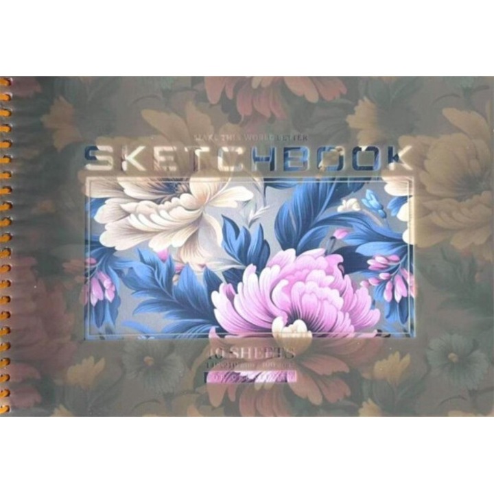 Vázlatfüzet A5/40K, kör, sima, Virágok FRISS