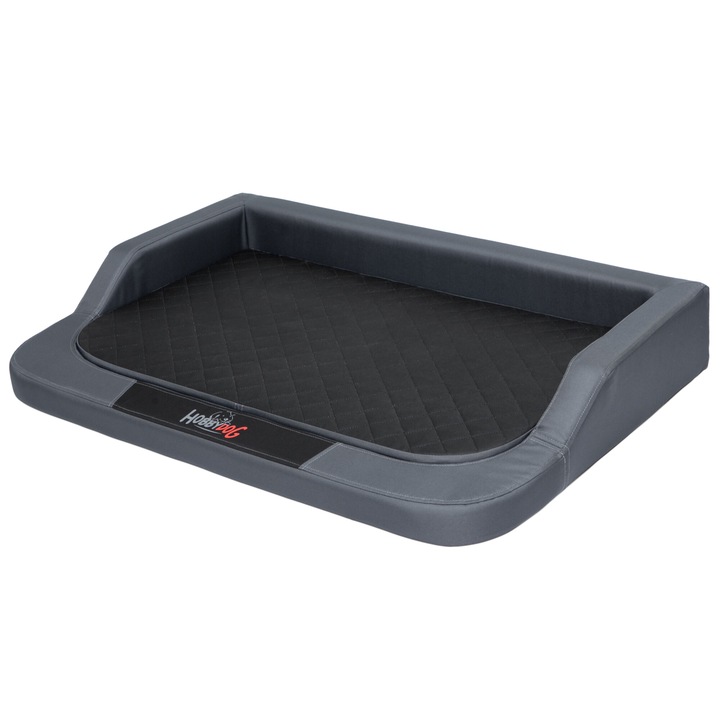 Pat cu saltea ortopedica pentru caini, HobbyDog, model Medico Standard, 94x62x15 cm, gri, XL