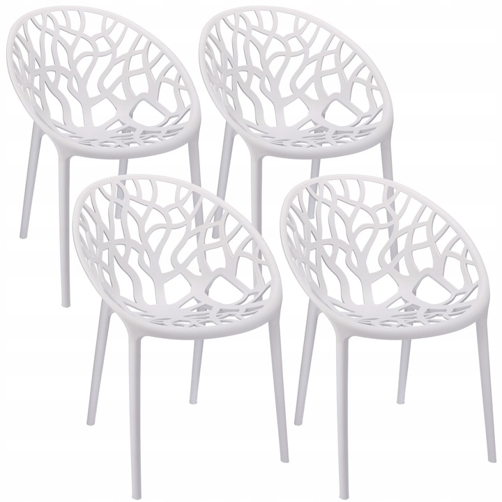Set 4 scaune ALBERO, alb, polipropilen, 80x58x56cm