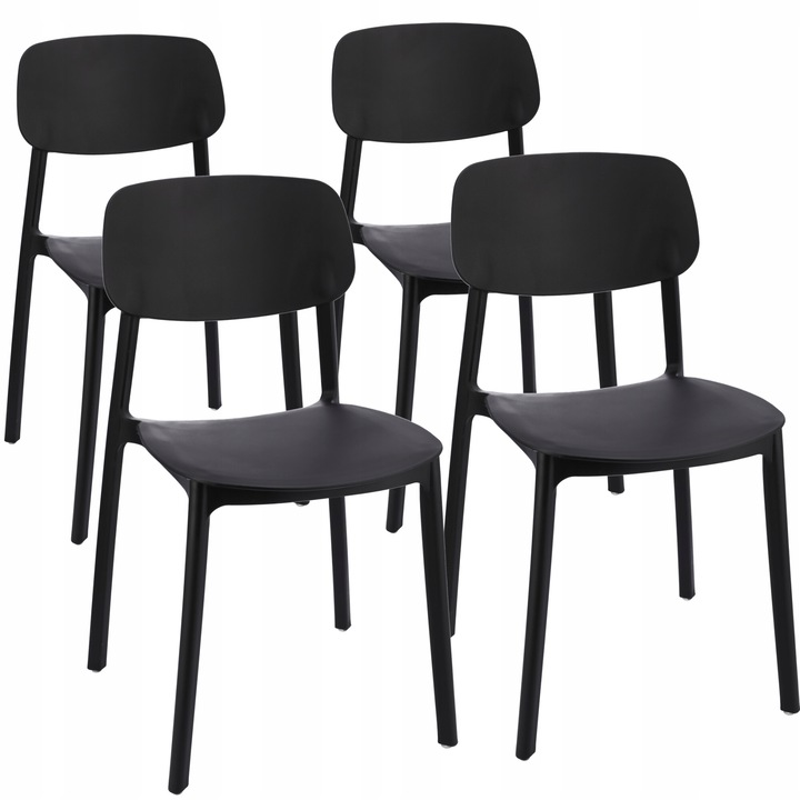 Set 4 scaune LARA, polipropilena, negru, 79x40x48cm