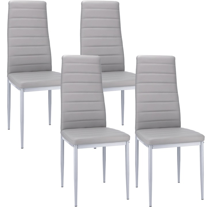 Set 4 scaune Jumi VERUM, gri, ecopiele, 96x40x50cm