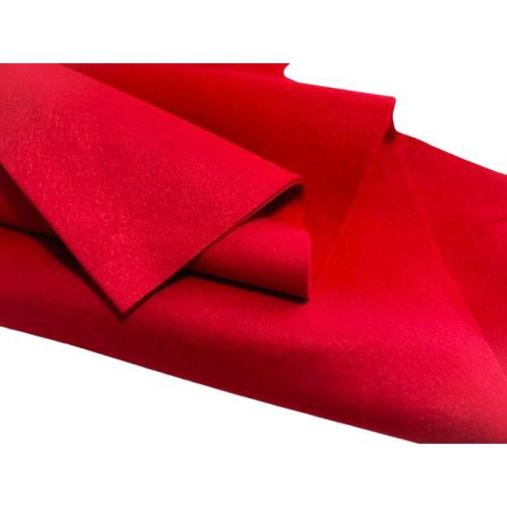Fetru/pasla din lana, moale 1mm, 40% lana-60% viscoza, 50*90cm rosu