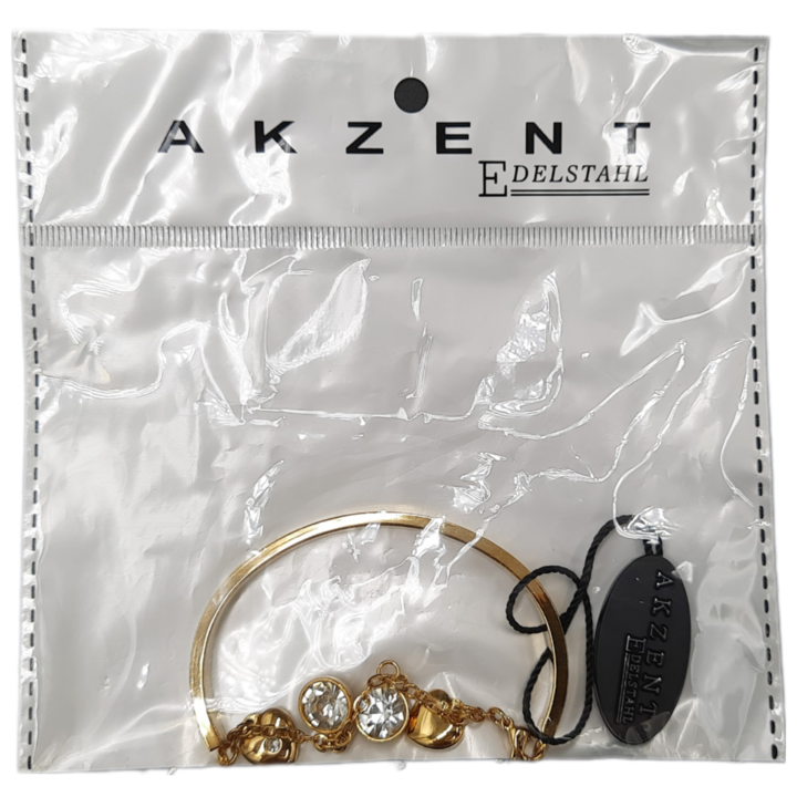 Bratara din otel, 4 pandantive, auriu, 17x0.6x0.3cm