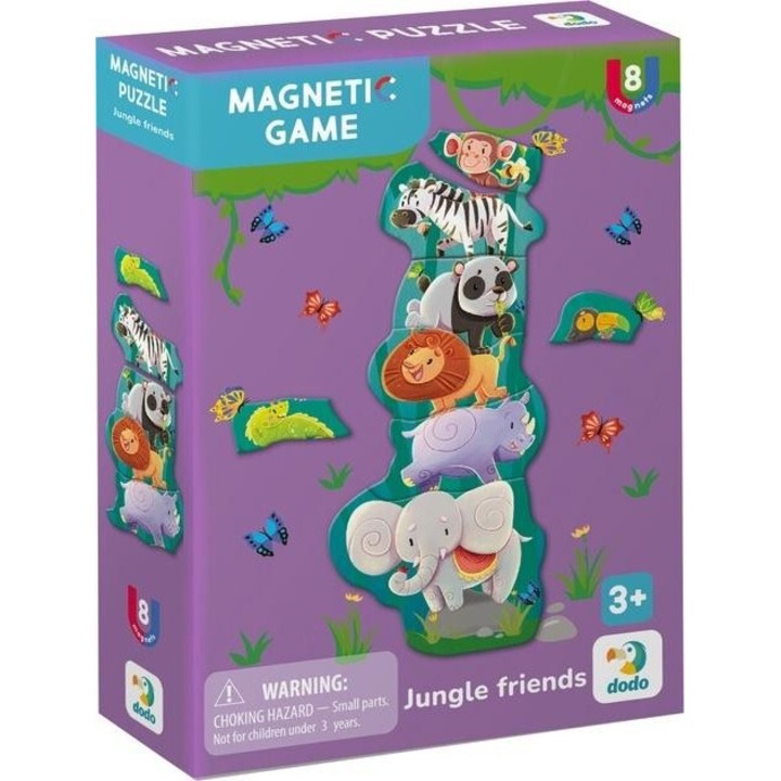 Joc educativ magnetic Dodo, Prieteni din jungla, 143x101mm, 3+ ani