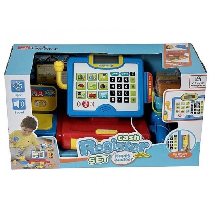 Set joaca supermarket, Adar, casa de marcat pe baterii, 40x22x17cm, 3+