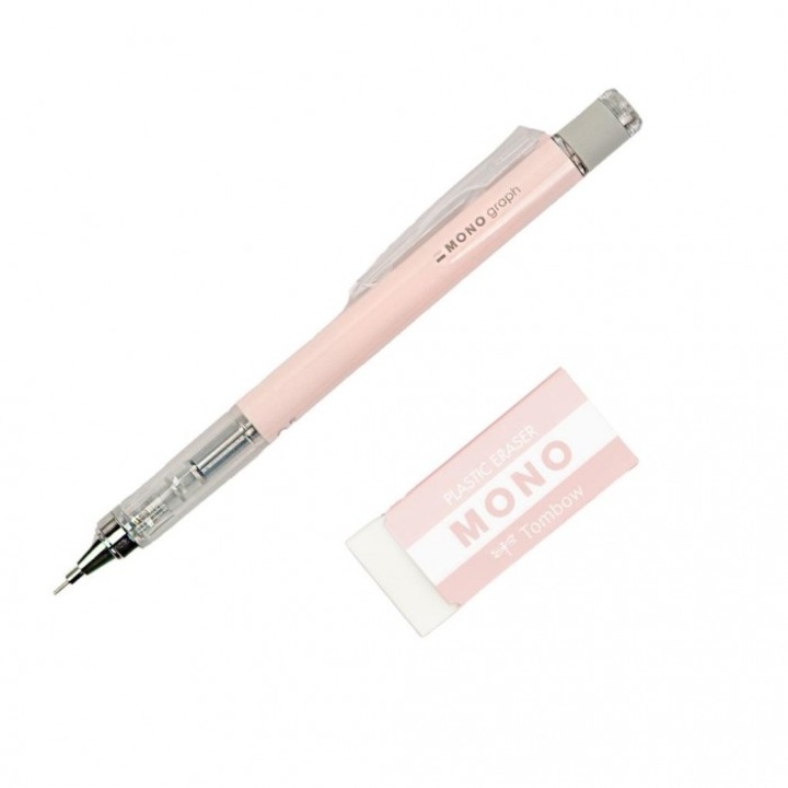 Механичен молив Tombow Mono Graph 0.5 мм, пастелен, с гумичка, 51x190 мм