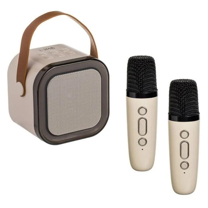 Set boxa Karaoke cu 2 microfoane wireless - Bluetooth - Putere 5W