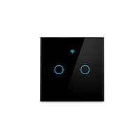 Intrerupator inteligent, CHIGOODS, Comutator tactil,2F, sticla securizata, RF 433MHz, Tuya Smart Life, compatibil Amazon Alexa/Google Assistant, LED, WIFI 2.4G, negru