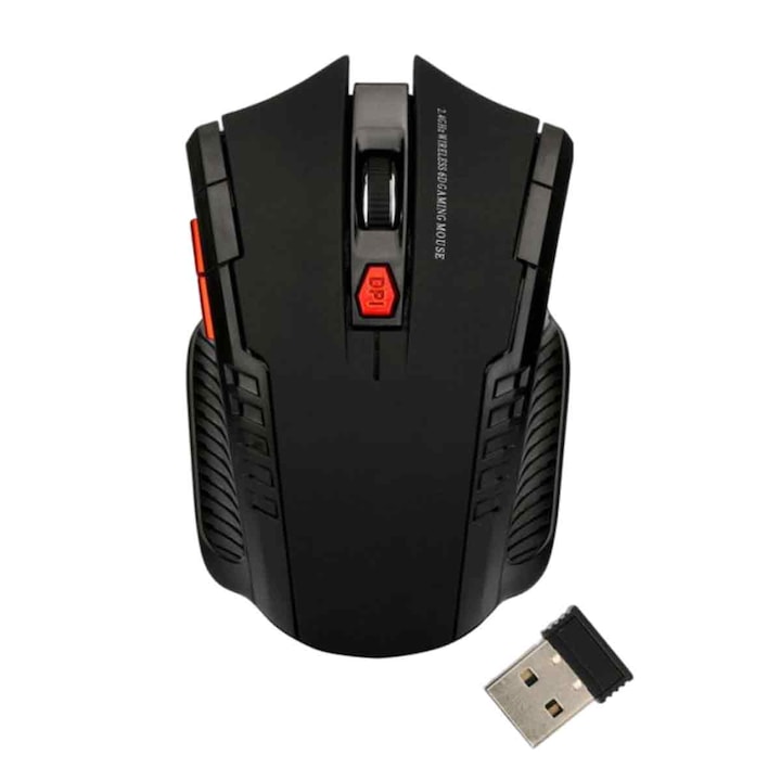 Mouse wireless, 1200DPI, rosu, 11.2x5.6x3.6cm