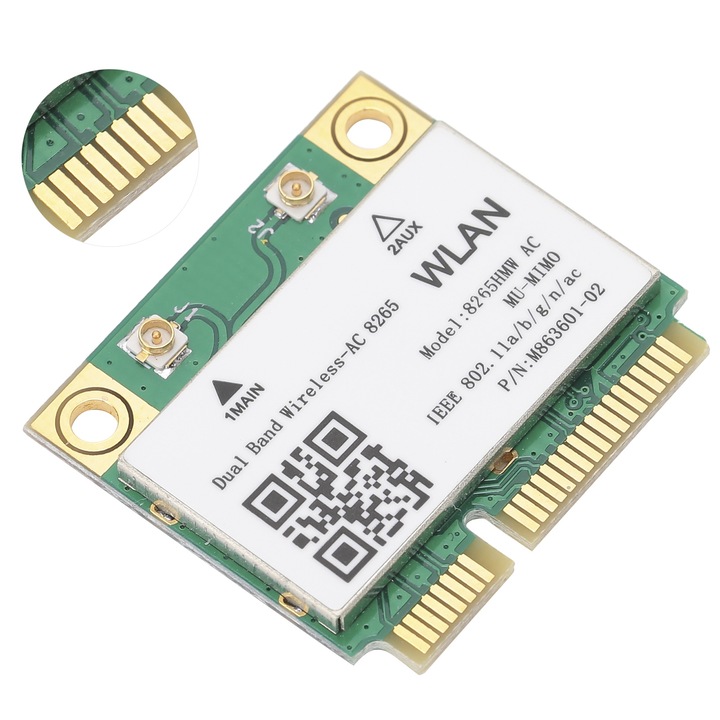 Card retea wireless, Cozevdnt, Mini PCIE WIFI 802.11AC, 300Mbps/867Mbps, Bluetooth 4.2