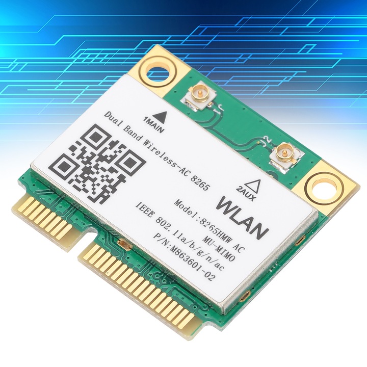 Card retea wireless, Cozevdnt, Mini PCIE WIFI 802.11AC, 300Mbps/867Mbps, Bluetooth 4.2
