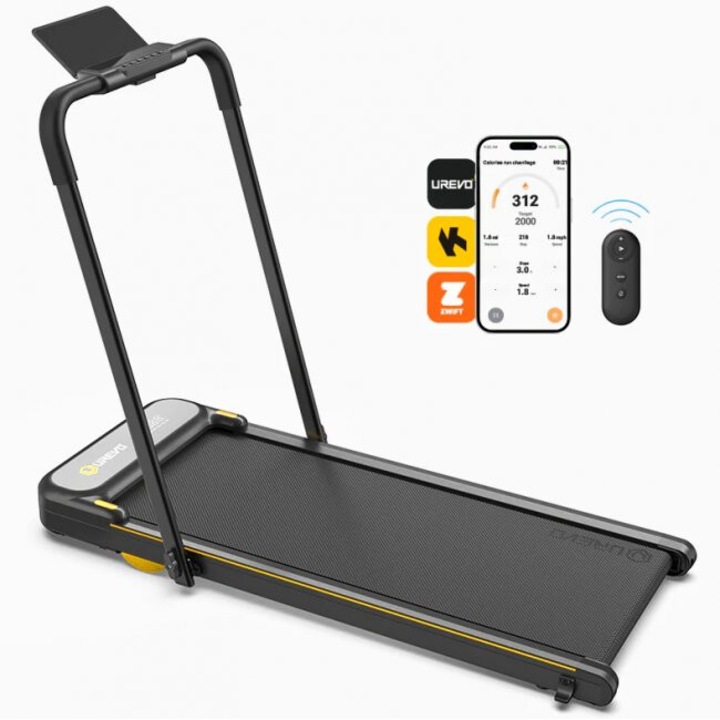 Бягаща пътека UREVO Strol 2E Treadmill 2-in-1, Mаксимална скорост 10 км/ч, Максимално тегло на потребителя 120 кг, Черен