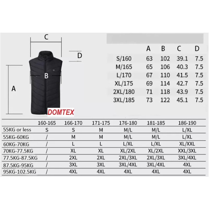 Електрически отопляем елек, 9 зони, Cardinella, Черен, 5XL