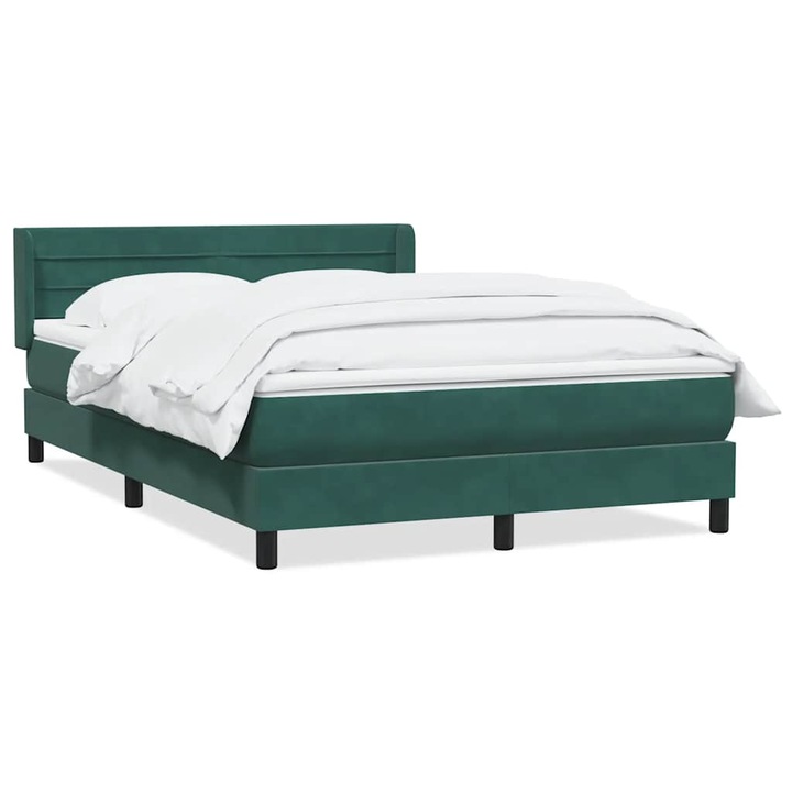 Pat box spring cu saltea vidaXL, verde inchis, 160x220 cm, catifea, 65.25 Kg 3318246