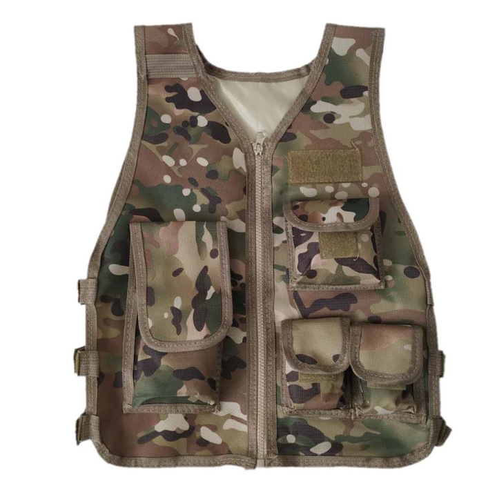 Vesta militara de lupta Enforose, 4 buzunare, ajustabila, multicolor, pentru copii 8-14 ani