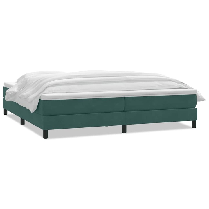 Pat box spring cu saltea vidaXL, verde inchis, 180x220 cm, catifea, 49.98 Kg 3315984
