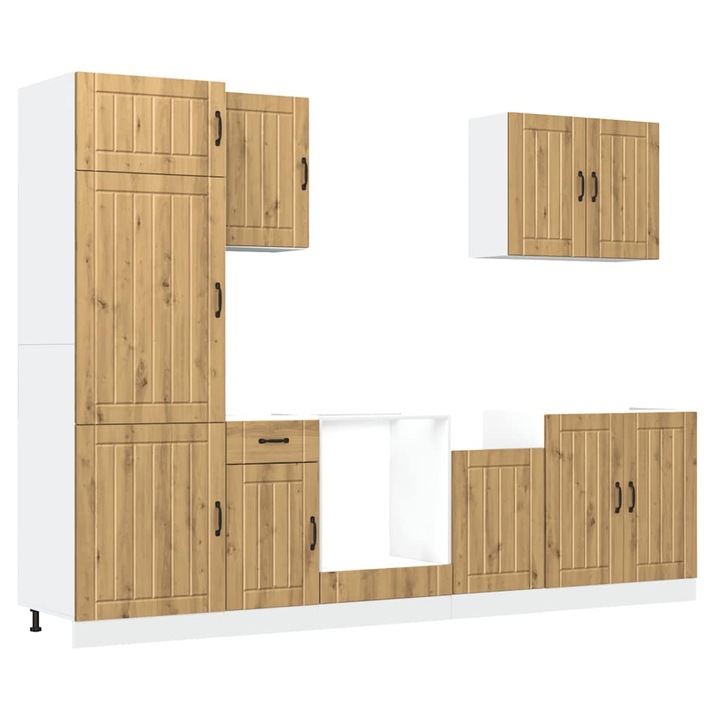 Set dulap de bucatarie 7 piese vidaXL, „Lucca” stejar artizanal lemn 3314780