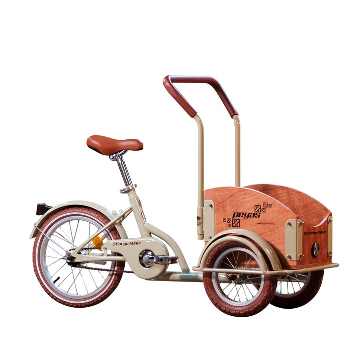 Bicicleta copii Pegas Mini Cargo 1S, Crem Aluna