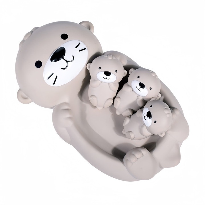 Fürdőjáték gyerekeknek, Vidra anya, anya és kölyök dizájn, puha gumi anyagú, 19x13x6,5cm