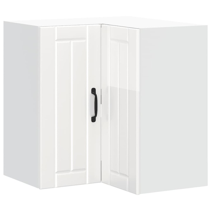 Кухненски стенен ъглов шкаф Lucca vidaXL, бял гланц, инженерно дърво, 19.25 kg