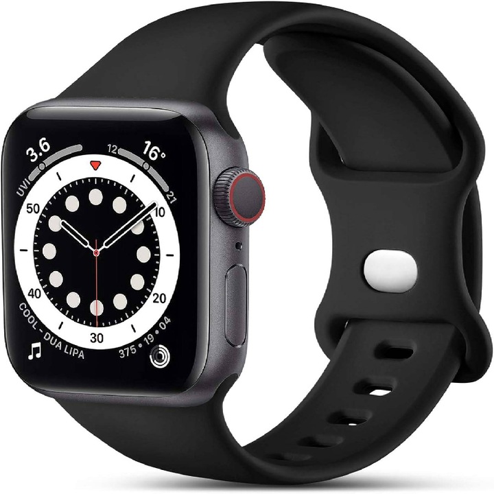 Curea sport din silicon pentru Apple Watch, neagra, 42mm/44mm/45mm/46mm/49mm, set de curele de inlocuire
