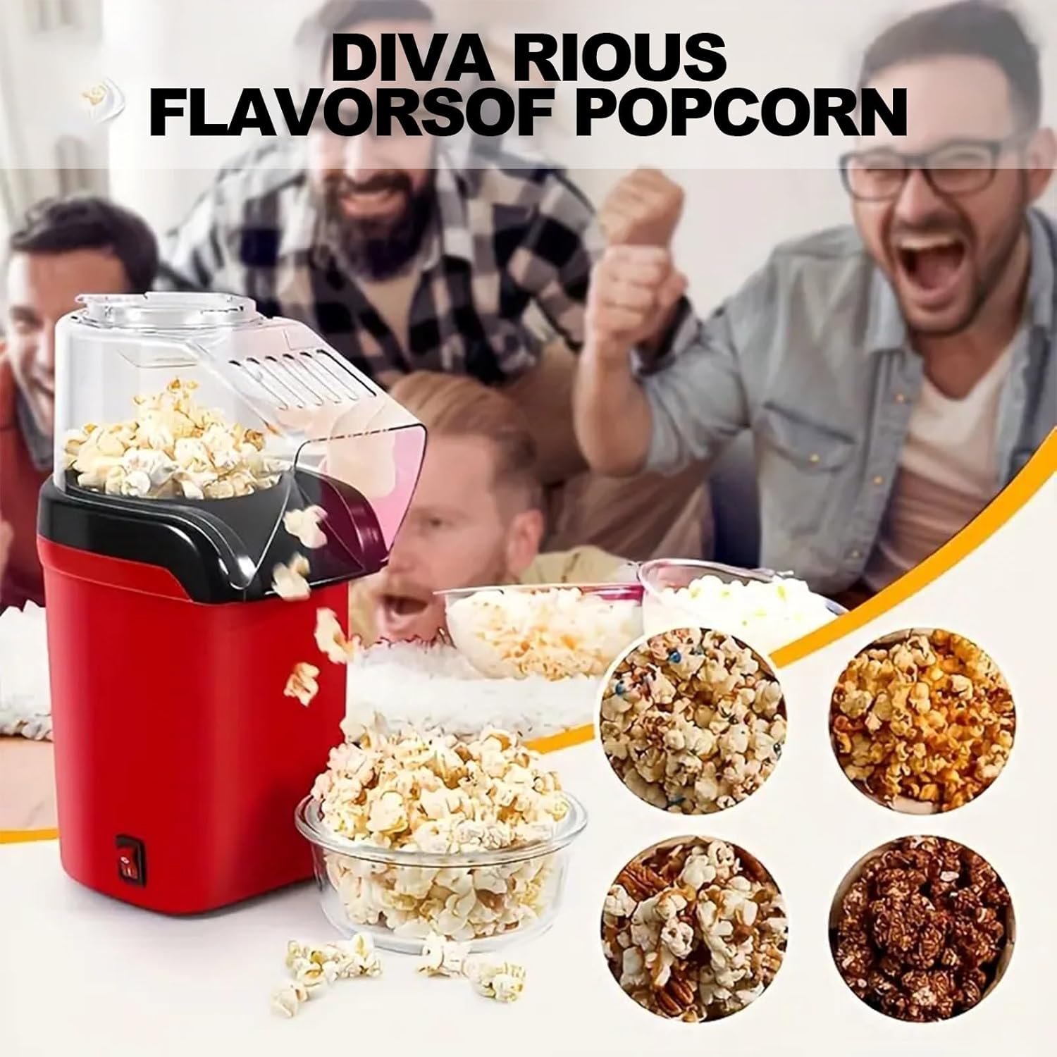 Aparat pentru popcorn, Puepoul, 1200 W, 1 l, 3 minute preparare, Fara ...