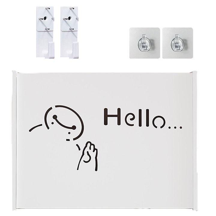 Рафт за рутер, Hggzeg, Стойка за стена за рутер и други предмети, 380x85x200 мм, Dabai, Устойчив на износване, Възможност за монтаж на стена, Супер-носещ, За прикриване на кабели и WI-FI оборудване, Пластмаса, Бял