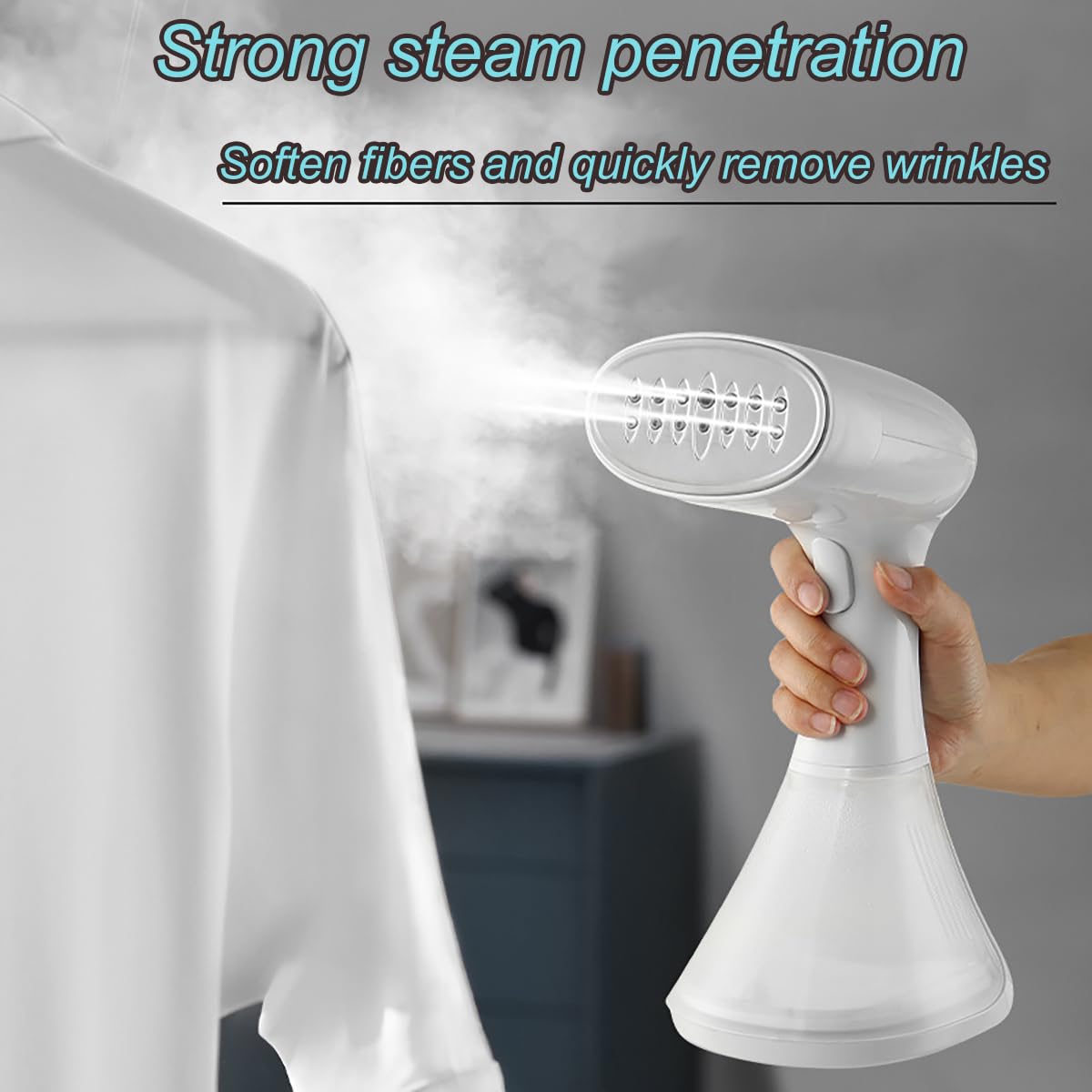 Aparat de calcat vertical, super puternic 1650 W, protectie impotriva caderii de curent，320 ml, reglare in 3 viteze, afisaj LED，design portabil portabil, abur puternic penetrant, alb