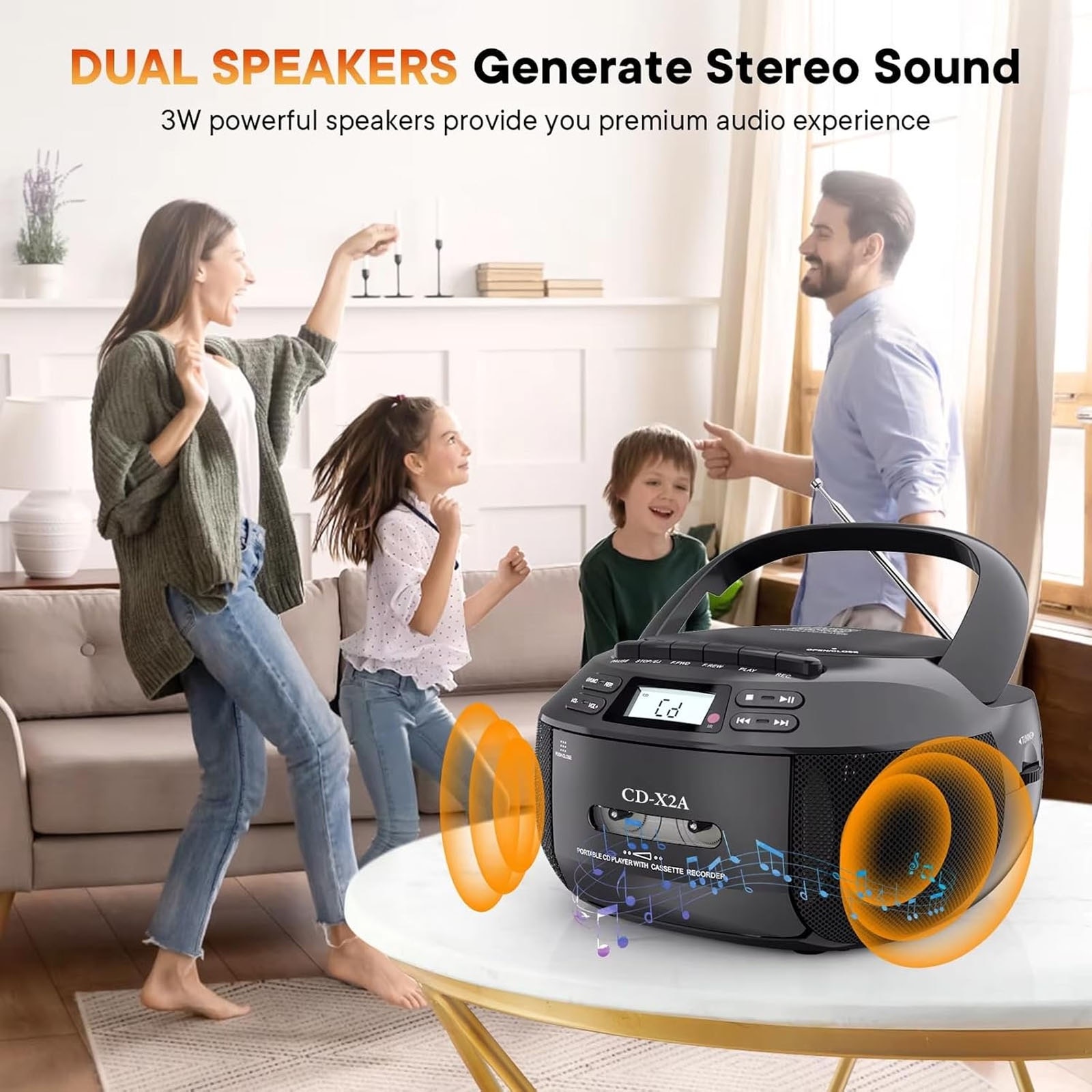 CD player portabil multifunctional, SINBINTA, Bluetooth 5.1