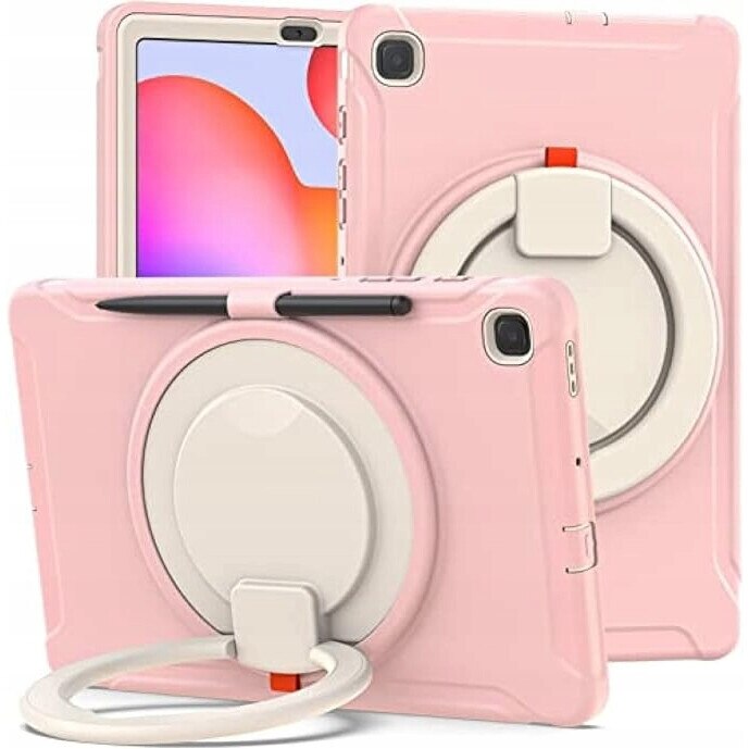 Etui pentru iPad Air4 10.9/Air5 10.9, roz, 3 in 1, suport rotativ 360°, loc pentru stylus