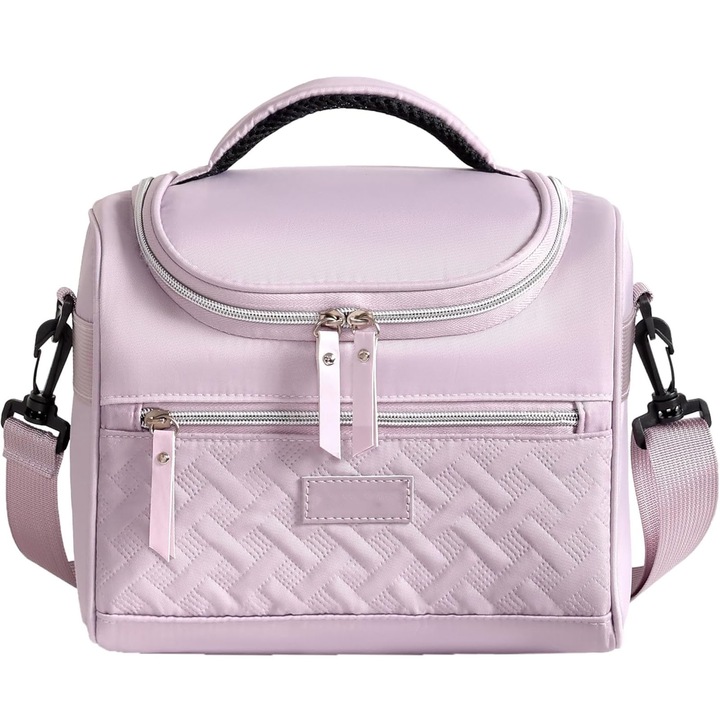 Изолирана чанта, Hggzeg, Хладилна чанта, чанта Bento, С регулируеми презрамки и дръжка за носене, Непропусклива и водоустойчива, Запазва храната студена/топла, За офис, работа, училище, Полиестер, 24,8 x 16 x 21 cm, Лилаво